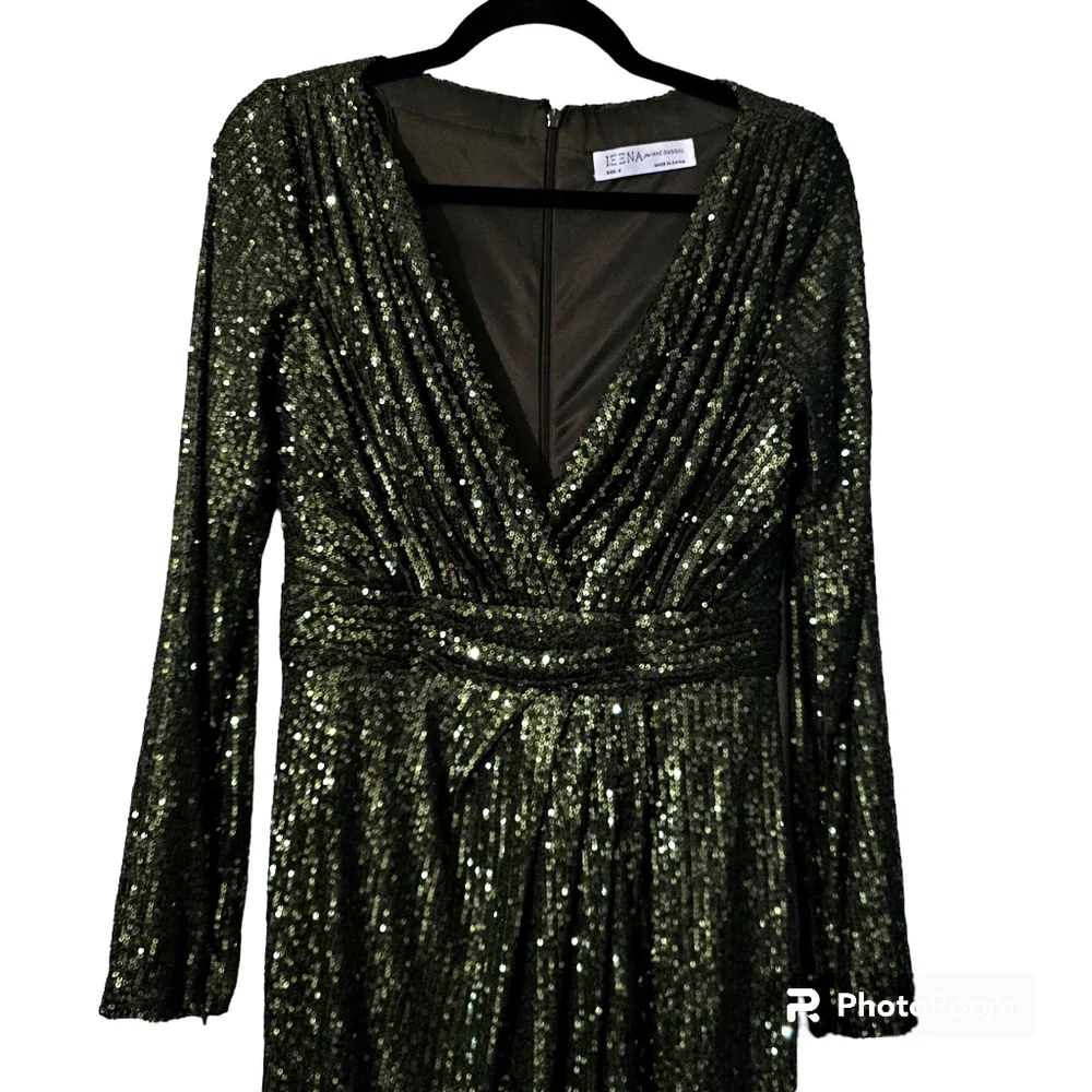 MAC DUGGAL size 6 SEQUINED LONG SLEEVE GOWN Dress - Picture 5 of 6